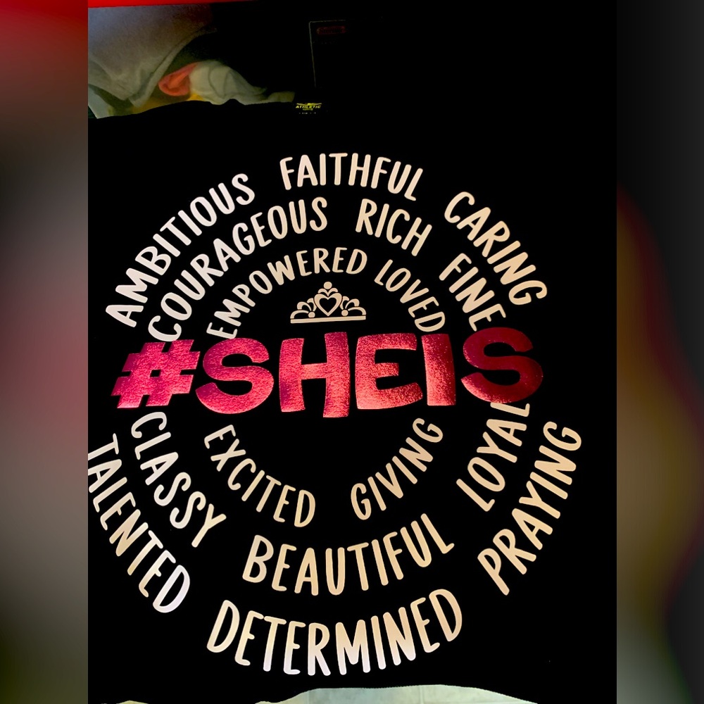 She is sweatshirt